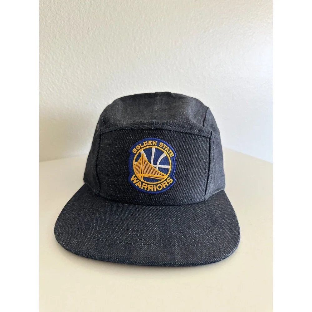 Golden State Warriors Vtg Newspaper Boy Snapback Denim Chambray Cap Logo Patch